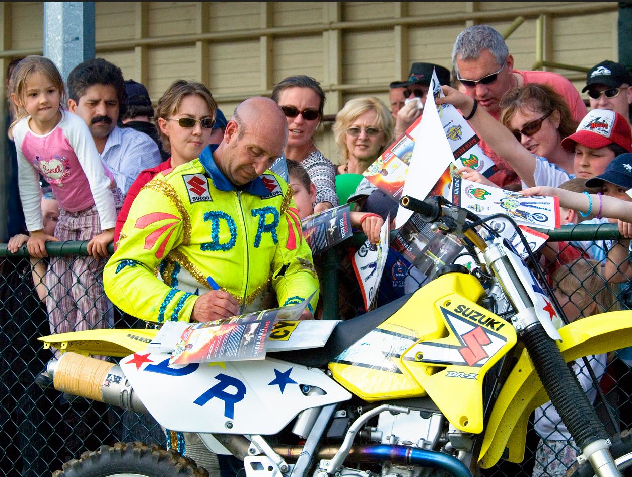 David Russell with fans.