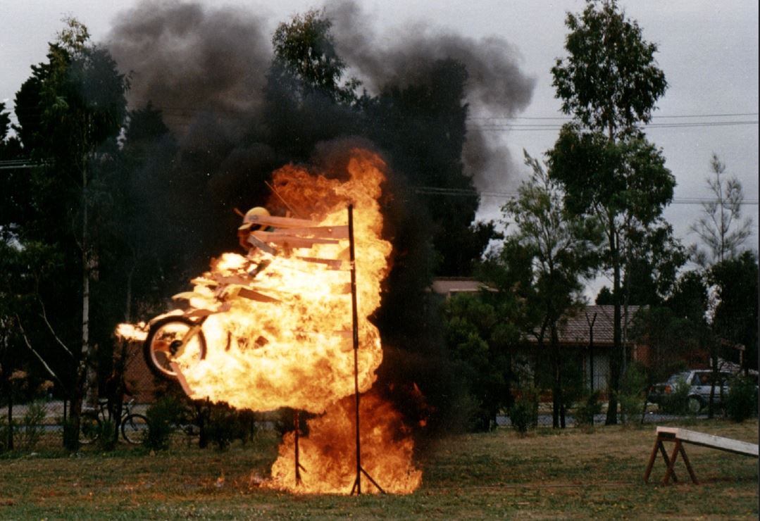 David Russell jumping through a burning wall!