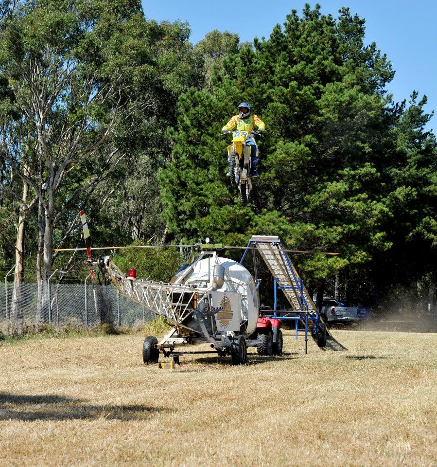 David Russell jumping over a helicopter!
