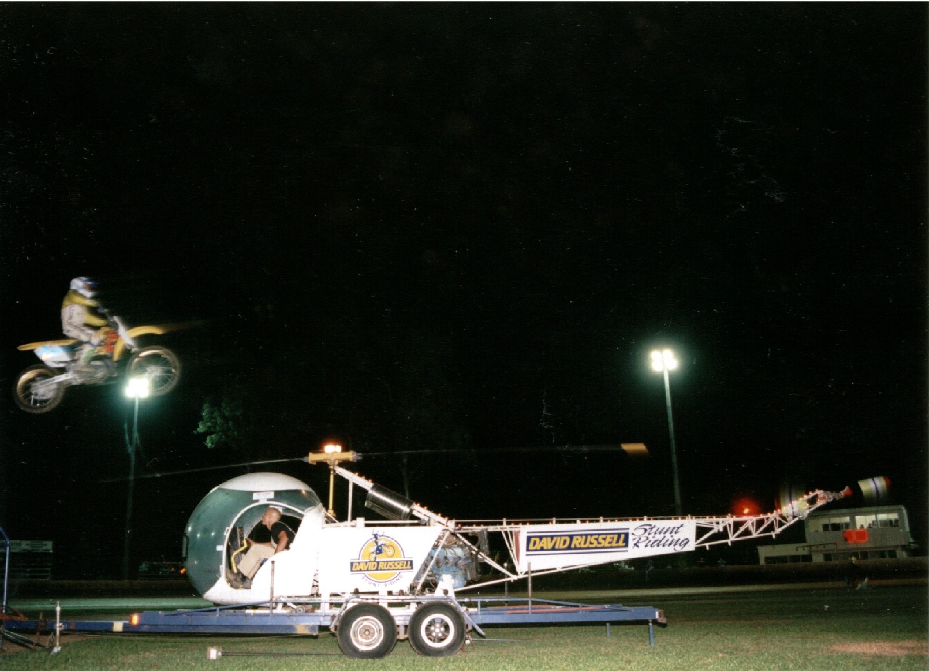 David Russell jumping over a helicopter!