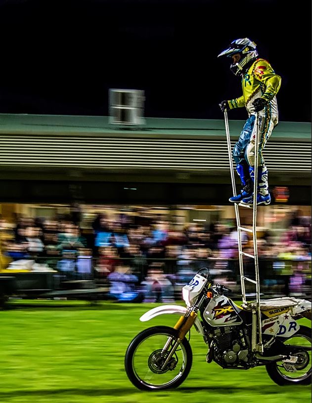 David Russell climbing the ladder.