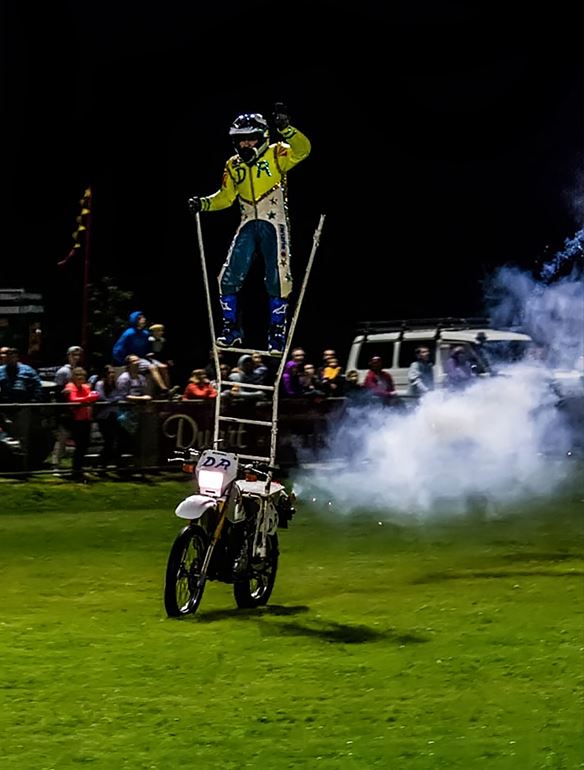 David Russell climbing the ladder.